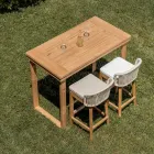 Højt barbord lavet af børstet naturteak - Sponda Viadurini