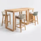 Højt barbord lavet af børstet naturteak - Sponda Viadurini