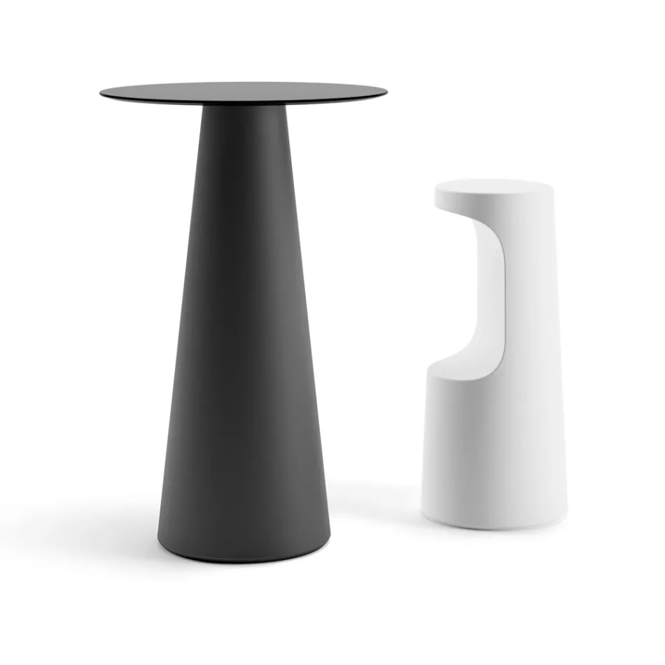 Udendørs højbord med rund plade i Hpl Fremstillet i Italien - Forlina Viadurini