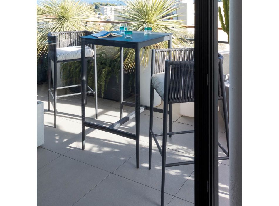 Aluminium udendørs firkantet højbord lavet i Italien - Nymeria Viadurini
