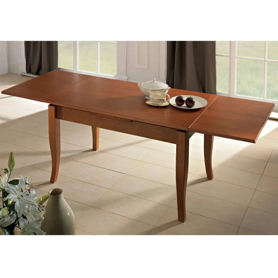 Klassisk udtræksbord i håndværkstræfiner - Karim Viadurini