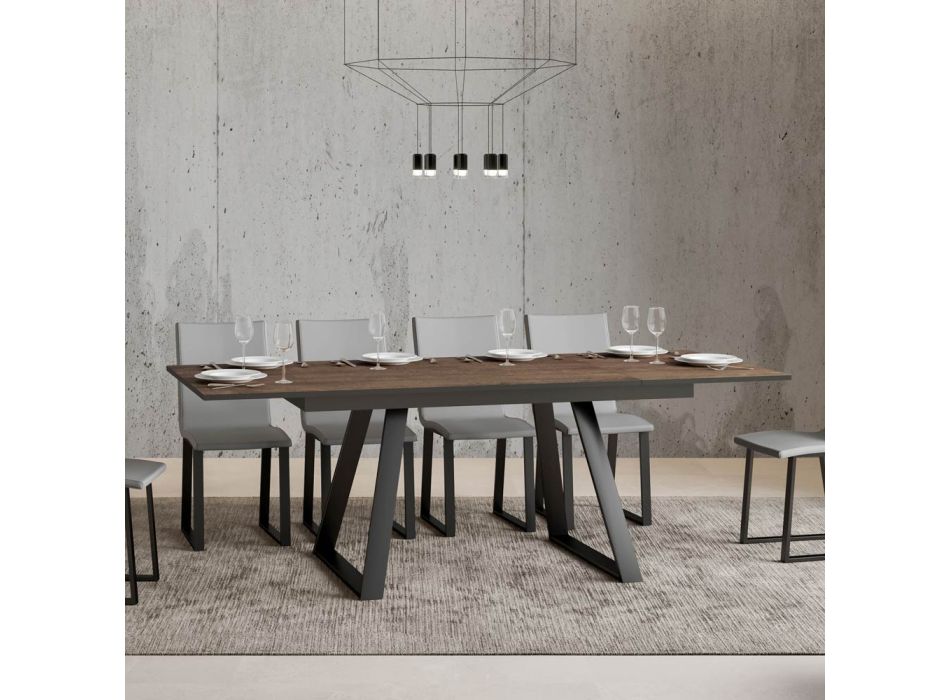 Bord med 1 60 cm udtræk Lavet af jern og træ Made in Italy - Sål Viadurini