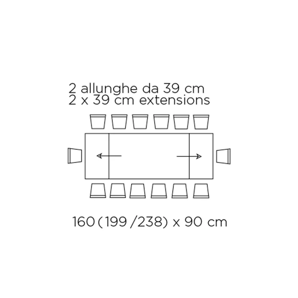 Bord med integrerede udtræk og minkstålbase Fremstillet i Italien - Dalmatisk Viadurini
