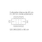 Bord med indvendige udtræk og foldekant i laminat Fremstillet i Italien - Gordito Viadurini