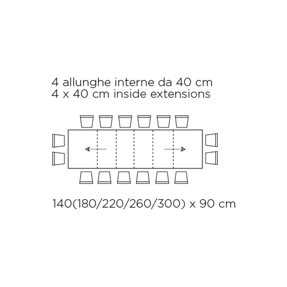 Bord med indvendige udtræk og foldekant i laminat Fremstillet i Italien - Gordito Viadurini