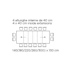 Bord med indvendige udtræk og foldekant i laminat Fremstillet i Italien - Gordito Viadurini