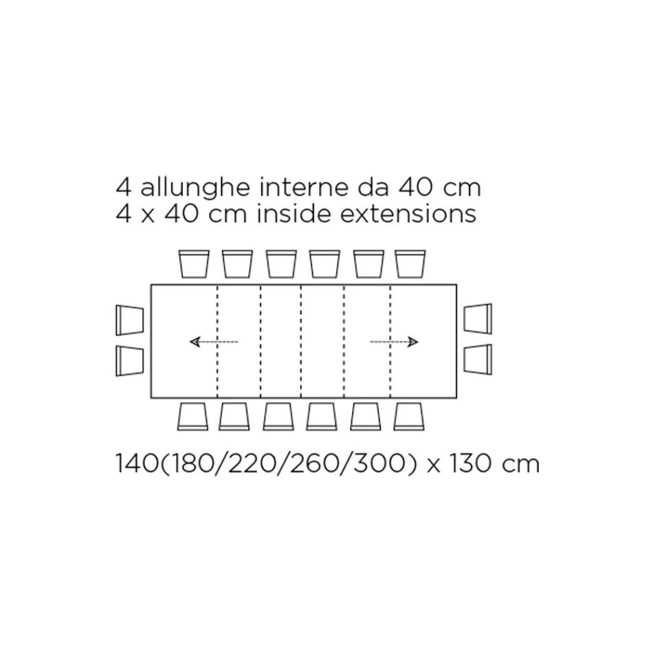 Bord med indvendige udtræk og foldekant i laminat Fremstillet i Italien - Gordito Viadurini