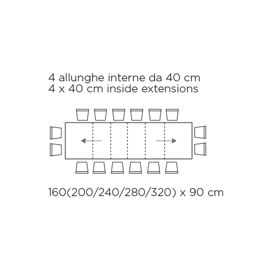 Bord med indvendige udtræk og foldekant i laminat Fremstillet i Italien - Gordito Viadurini
