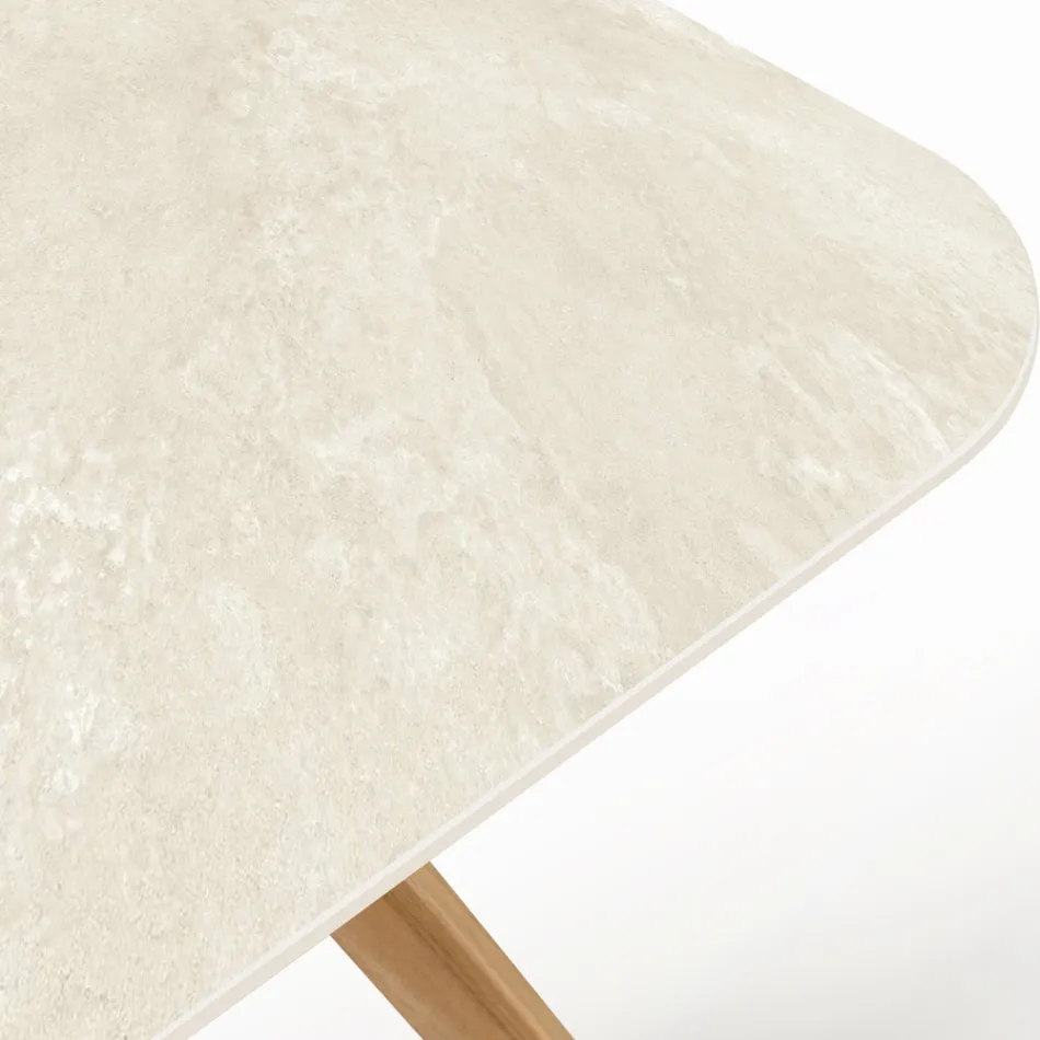 Bord med træbund og Chianca keramisk plade fra Ostuni - Infinity Viadurini