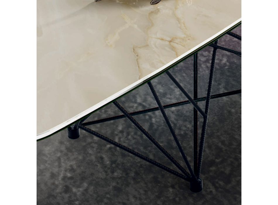 Bord med tøndeformet keramikplade og stålbund Made in Italy - Ezzellino Viadurini