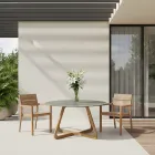 Bord med keramisk plade og teak understel Made in Italy - Hjelm Viadurini
