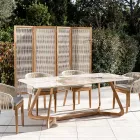 Bord med keramisk plade og massiv teakunderdel Lavet i Italien - Bluse Viadurini