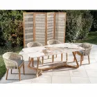 Bord med keramisk plade og massiv teakunderdel Lavet i Italien - Bluse Viadurini