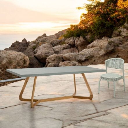 Bord med Okumè plade med mikrocement finish Made in Italy - Bluse Viadurini