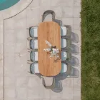 Bord med børstet teakplade og afrundede hjørner - Destination Viadurini