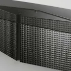 Bord med formet glasplade og smeltet glas og metalbund - Foglietto Viadurini