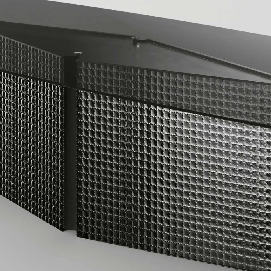 Bord med formet glasplade og smeltet glas og metalbund - Foglietto Viadurini