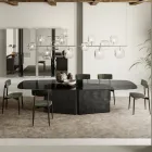 Bord med formet glasplade og smeltet glas og metalbund - Foglietto Viadurini