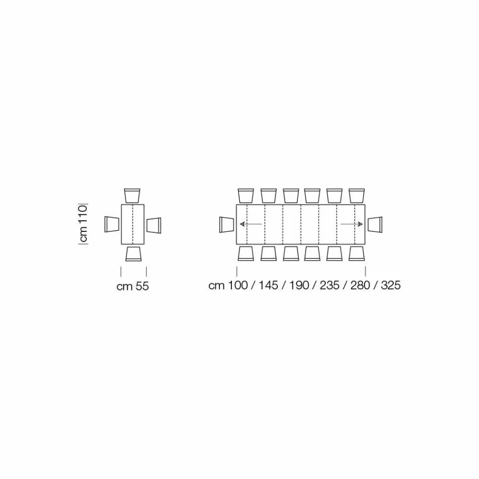 Udtrækkeligt konsolbord op til 325 cm i melamin lavet i Italien - Settimmio Viadurini