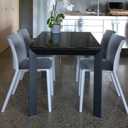 Udtrækkeligt køkkenbord Op til 170 cm i metal og hærdet glas - Berto Viadurini