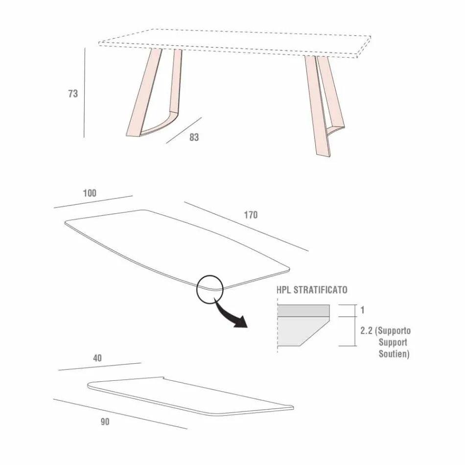 Udtrækkeligt køkkenbord Op til 280 cm Marmoreffekt Fremstillet i Italien - Pinocchio Viadurini