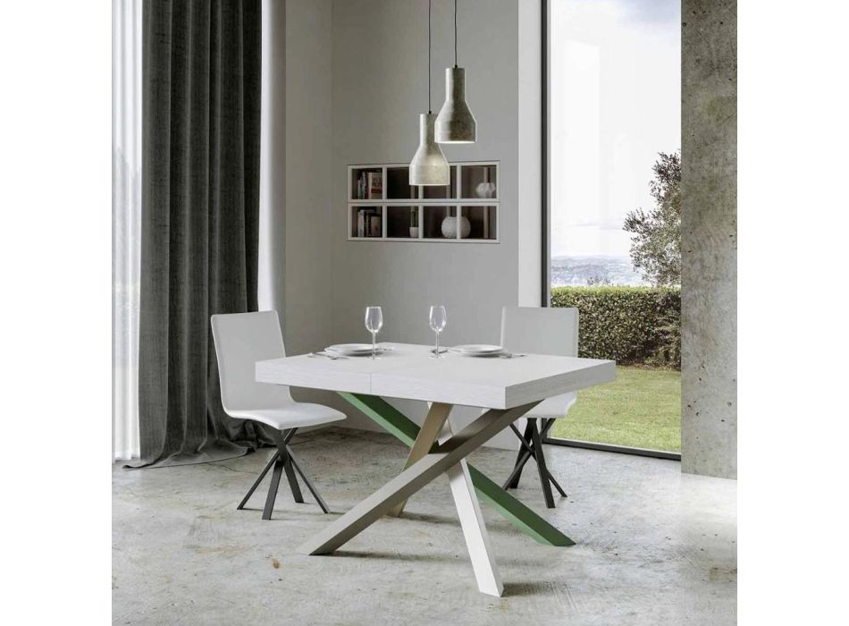 Udtrækkeligt køkkenbord op til 440 cm i træ og jern Made in Italy - Lennon Viadurini