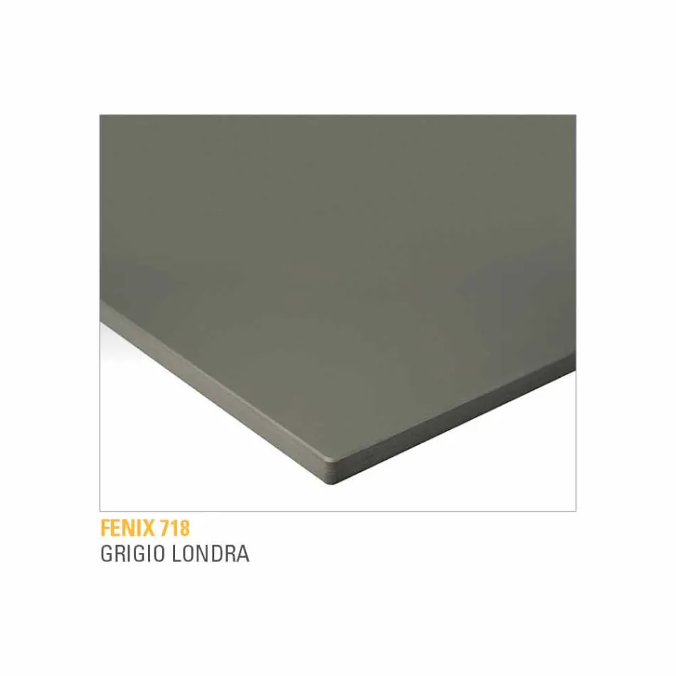 Køkkenbord i lamineret Fenix og sort aluminium fremstillet i Italien - Lingotto Viadurini