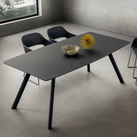 Køkkenbord i lamineret Fenix og sort aluminium fremstillet i Italien - Lingotto Viadurini
