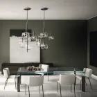 Køkkenbord i ekstra klart glas med træben Made in Italy - Super Viadurini