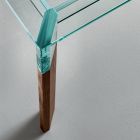 Køkkenbord i ekstra klart glas med træben Made in Italy - Super Viadurini