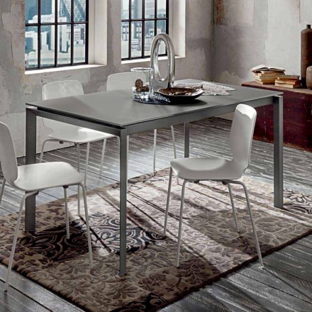 Køkkenbord i matglas med metalkonstruktion fremstillet i Italien - Broche Viadurini