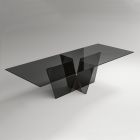 Rektangulært køkkenbord med glasplade og bund lavet i Italien - Tiseo Viadurini