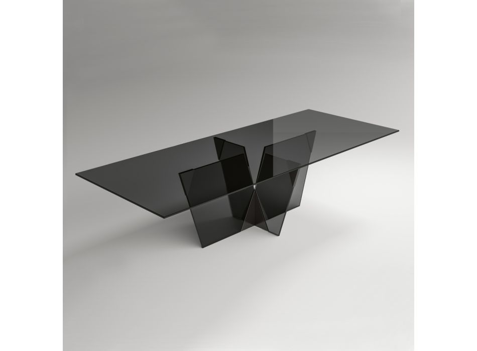 Rektangulært køkkenbord med glasplade og bund lavet i Italien - Tiseo Viadurini