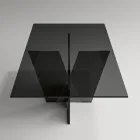 Rektangulært køkkenbord med glasplade og bund lavet i Italien - Tiseo Viadurini