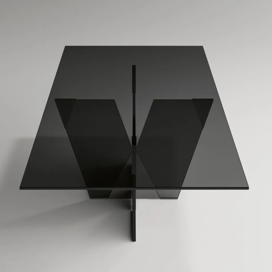 Rektangulært køkkenbord med glasplade og bund lavet i Italien - Tiseo Viadurini