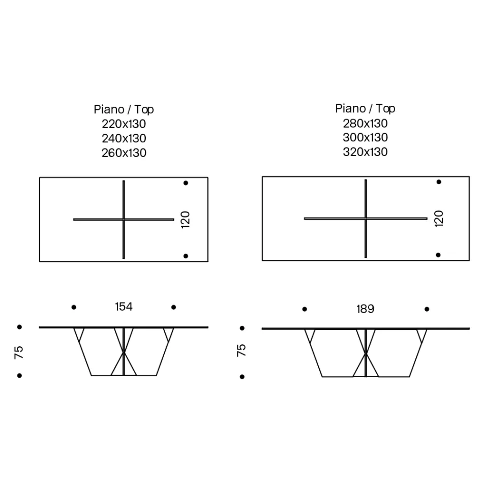 Rektangulært køkkenbord med glasplade og bund lavet i Italien - Tiseo Viadurini