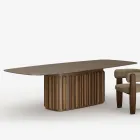 300 cm glasbord med metalfod, fremstillet i Italien design - Lunaria Viadurini
