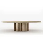 300 cm glasbord med metalfod, fremstillet i Italien design - Lunaria Viadurini