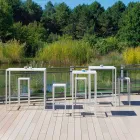 Udendørs malet metal firkantet barbord fremstillet i Italien - Fada Viadurini