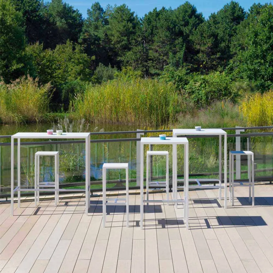 Udendørs malet metal firkantet barbord fremstillet i Italien - Fada Viadurini