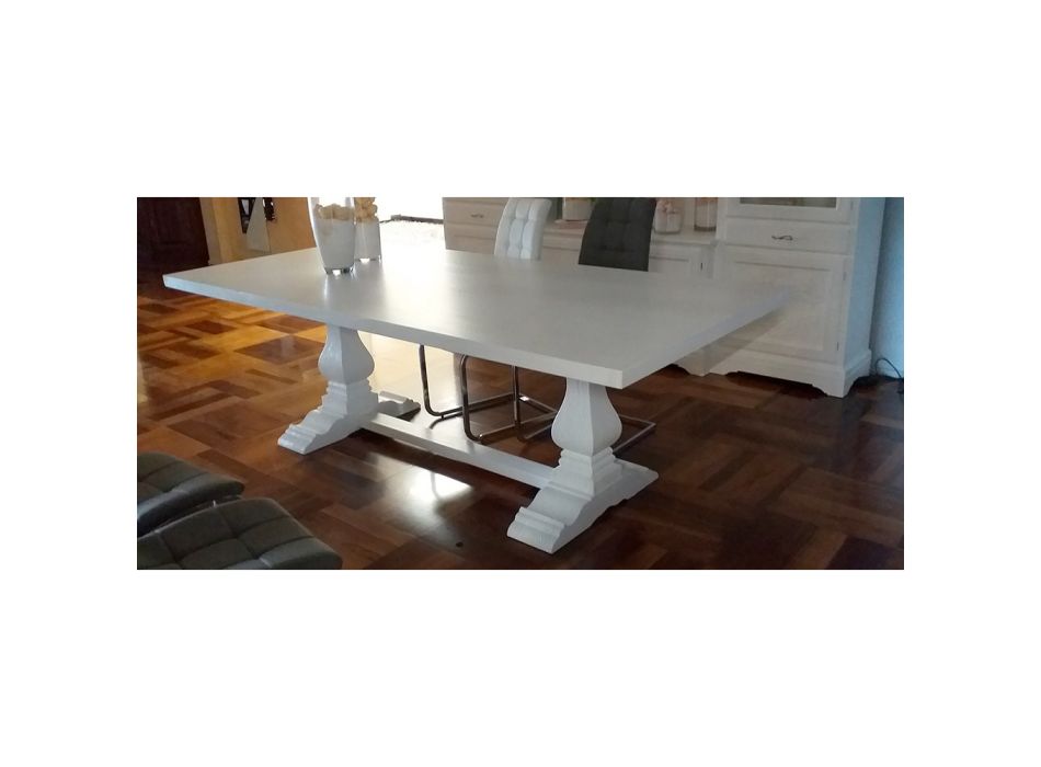 Klassisk køkkenbord i massivt poppeltræ lavet i Italien - Sarbello Viadurini