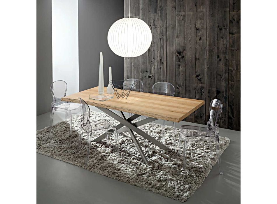 Køkkenbord med afbarket egetræsplade Lavet i Italien - Carlino Viadurini
