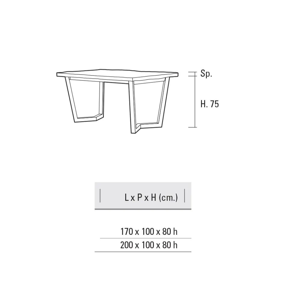 Fast metal køkkenbord og træplade lavet i Italien - Bastiano Viadurini