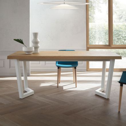 Fast metal køkkenbord og træplade lavet i Italien - Bastiano Viadurini