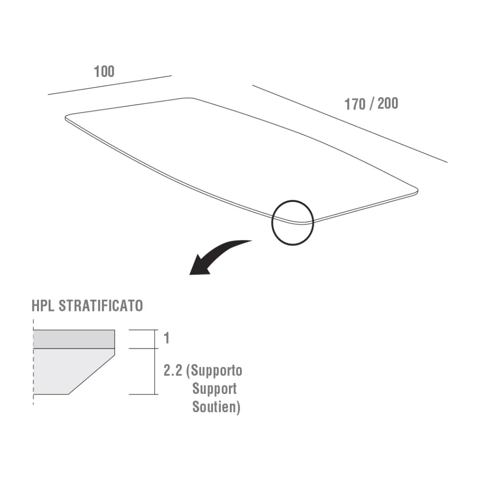 Hpl køkkenbord med antracitmetalfod lavet i Italien - Aresto Viadurini