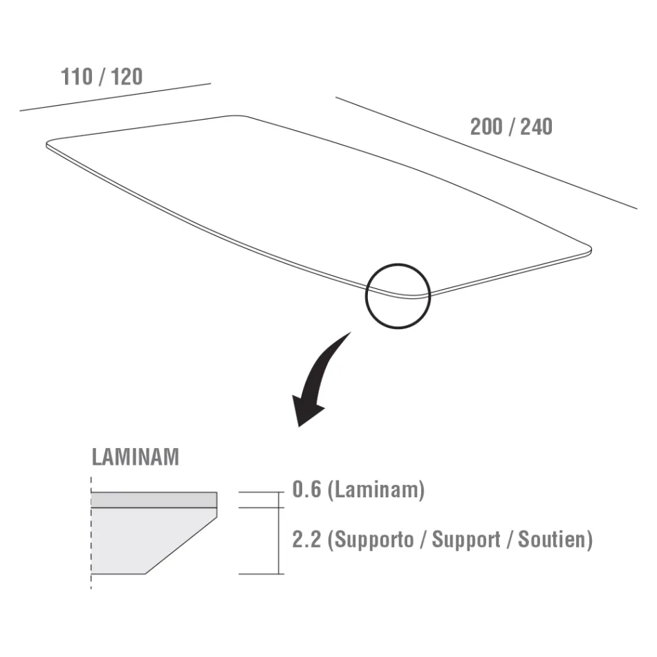Køkkenbord i Laminam med metalstruktur Made in Italy - Carlino Viadurini
