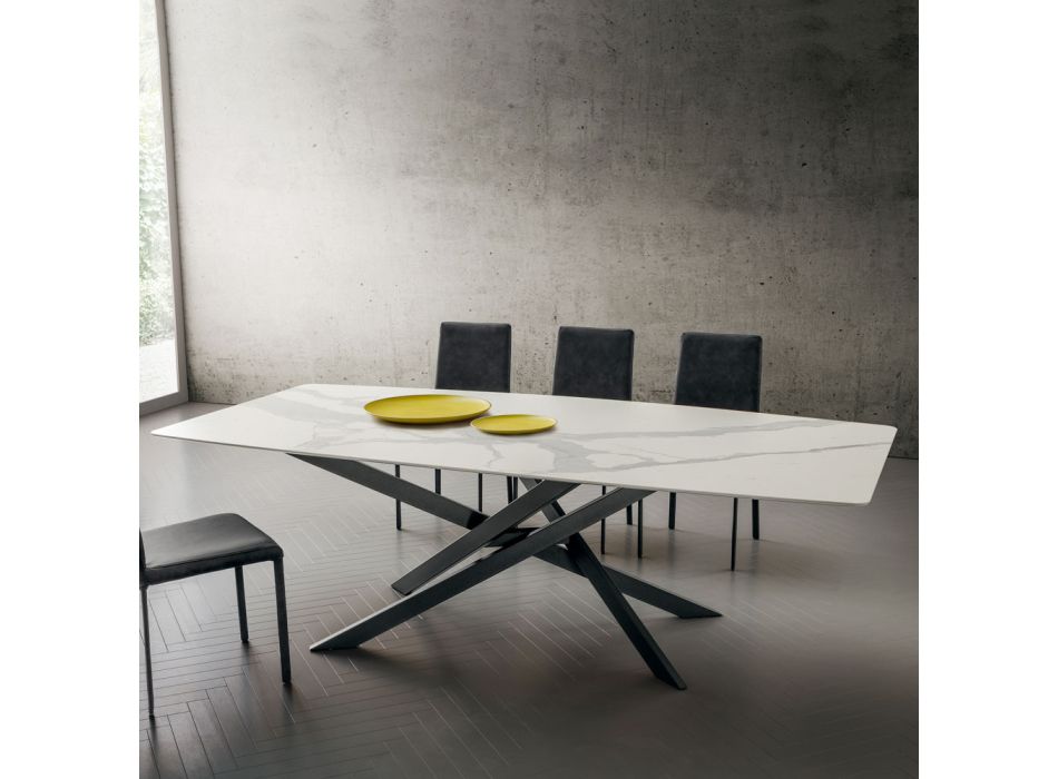 Køkkenbord i Laminam med metalstruktur Made in Italy - Carlino Viadurini