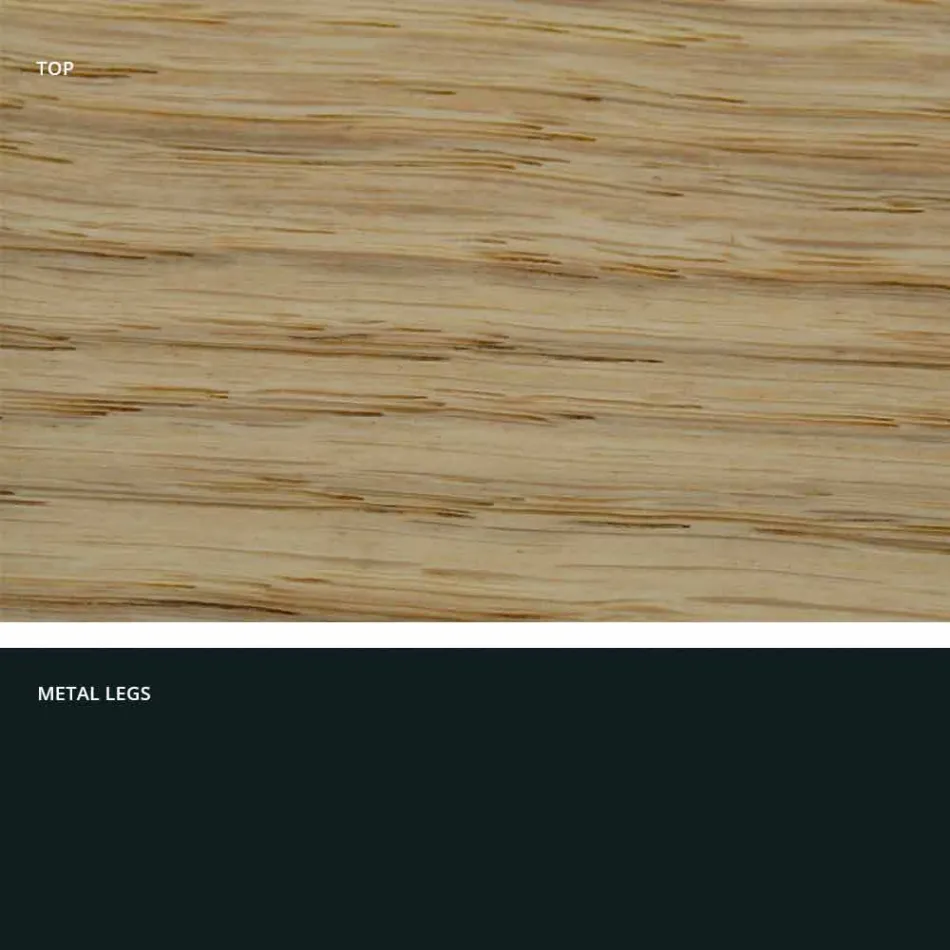 Køkkenbord i massivt træ og metal lavet i Italien, Flora Viadurini