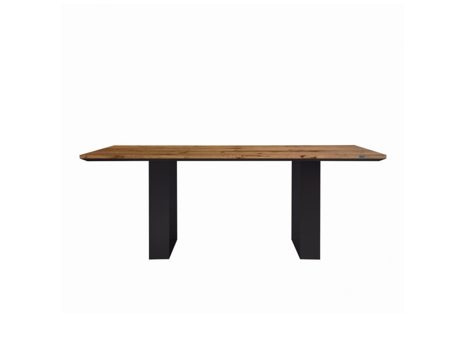 Køkkenbord i massivt træ og jernben lavet i Italien - Pegasus Viadurini