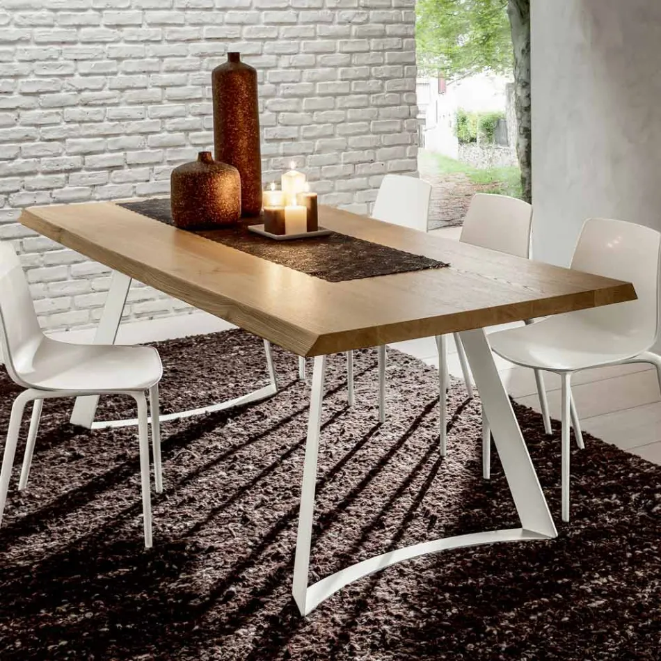 Køkkenbord i højkvalitets afbarket træ lavet i Italien - Pinocchio Viadurini